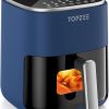 TOPZEE Air Fryer 12-in-1, 5.5-QT Compact Large Air Fryer with 360° Hot Air Circulation, 100–400°F Precise Heat, Visible Window, 95% Less Oil, Bake, Reheat, Broil, Proof, Dark Blue