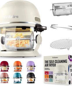 Non Toxic Air Fryer™ - Glass AirFryer 5 Quart w/ 360 Visibility, Self-Cleaning, 400F Vortex Air Fryer for Even Cooking, BPA-Free Teflon Free, 9-in-1 Functions, Rotisserie, Roast, Bake, White